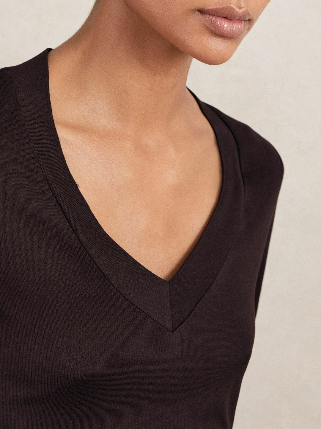 Jersey V-Neck Top Plum | Womens