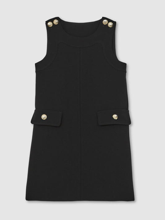 13-14 yrs Button-Detail Sleeveless Shift Dress Black | Children