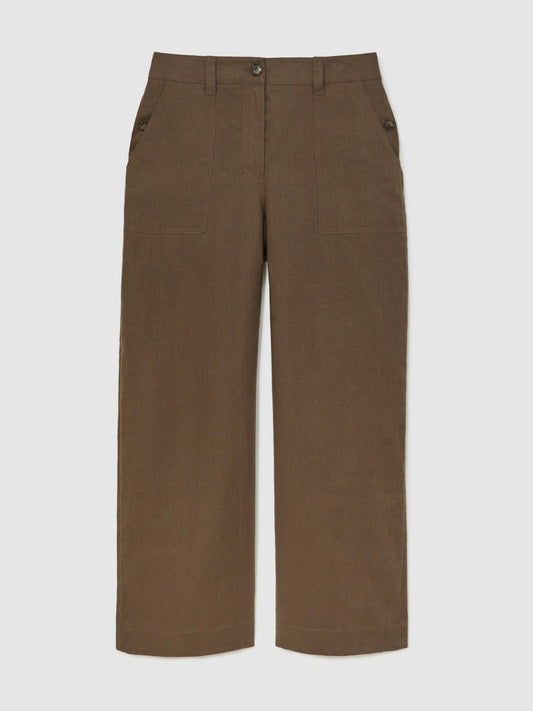 Linen Wide Leg Trousers Chocolate Brown | Womens
