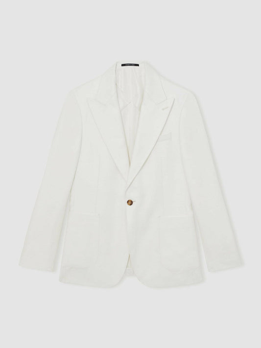 Slim Fit Lyocell Linen Single Breasted Suit Blazer White | Mens