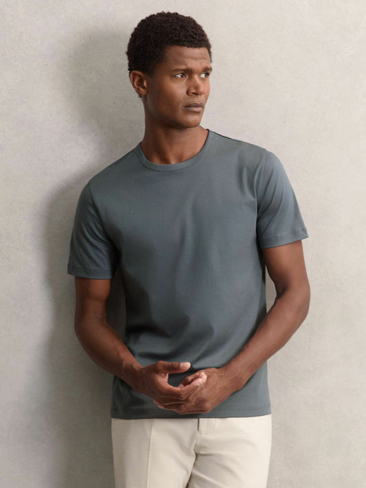 Airwater-Cotton Crew-Neck T-Shirt Airforce Blue | Mens