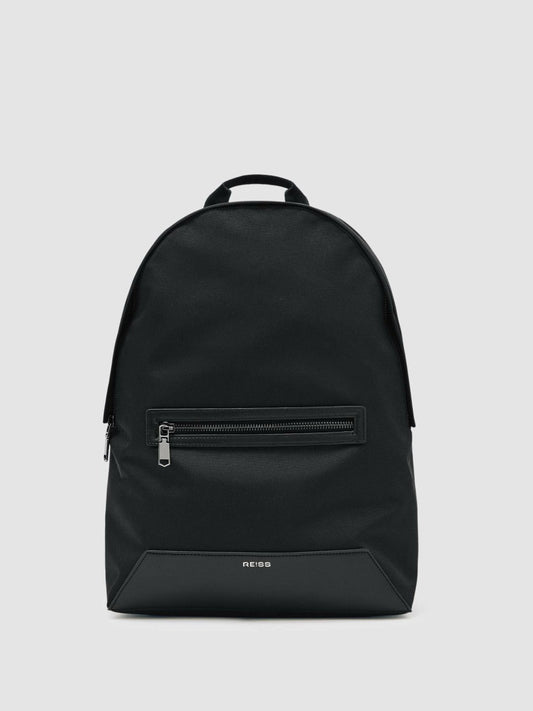 Woven Zipped Backpack Black | Mens