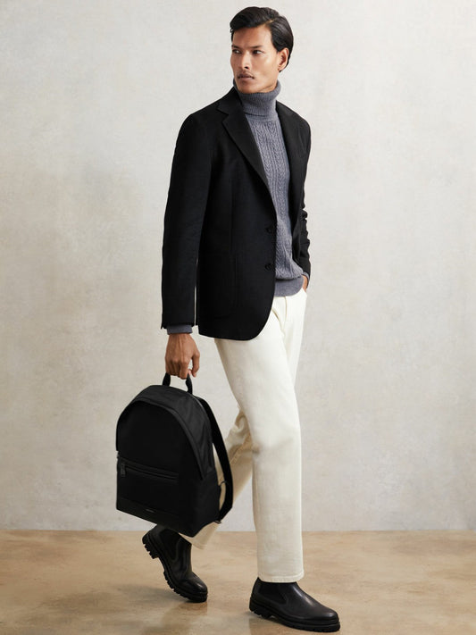 Woven Zipped Backpack Black | Mens