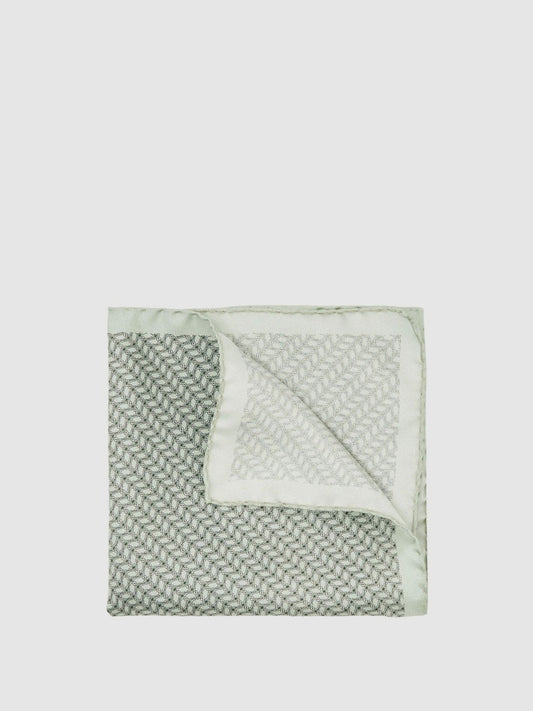 Geo Chain Detail Pocket Square Sage | Mens