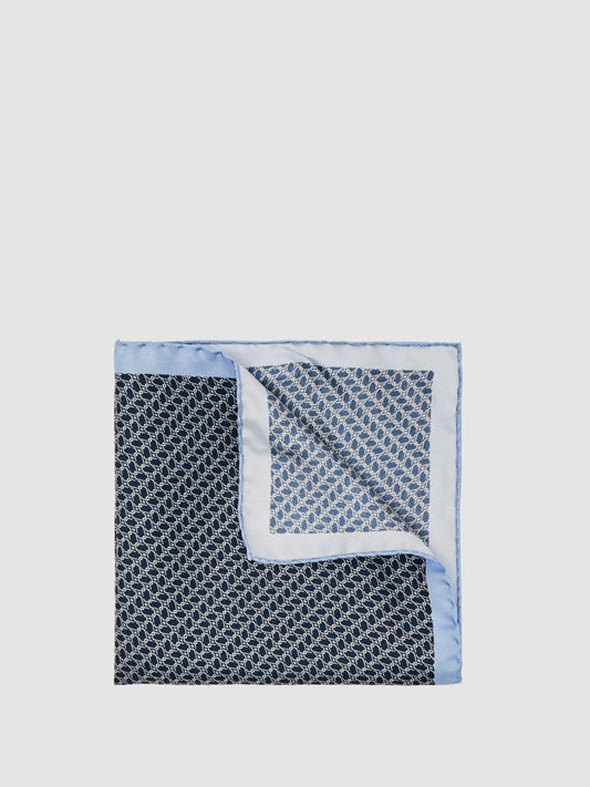 Geo Chain Detail Pocket Square Navy | Mens