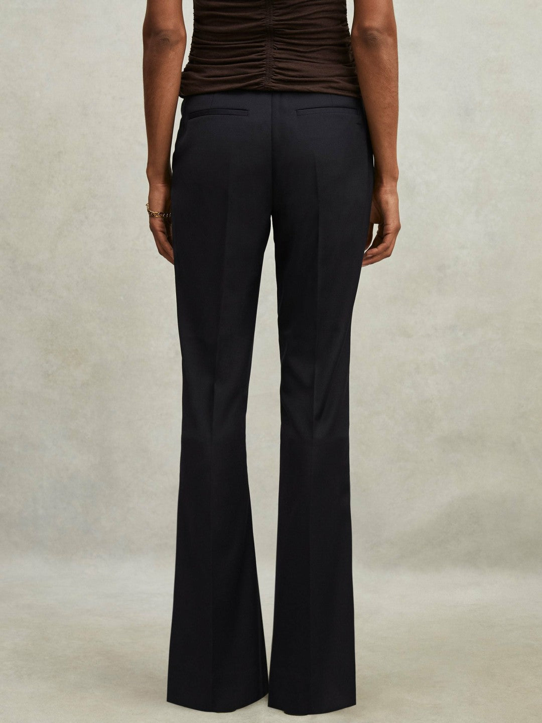 Wool-Blend Tailored Flared Suit Trousers Navy | Womens