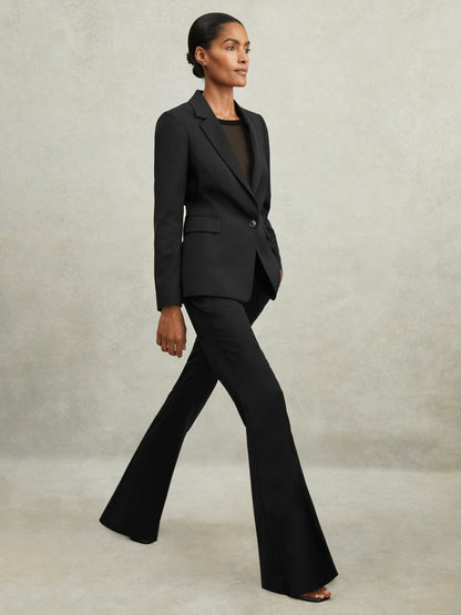 Wool-Blend Tailored Flared Suit Trousers Black | Womens