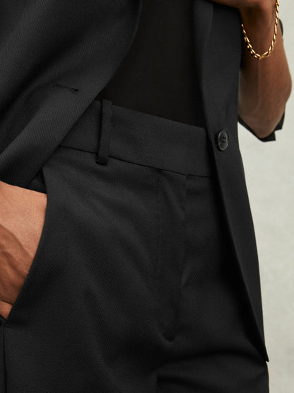 Wool-Blend Tailored Flared Suit Trousers Black | Womens