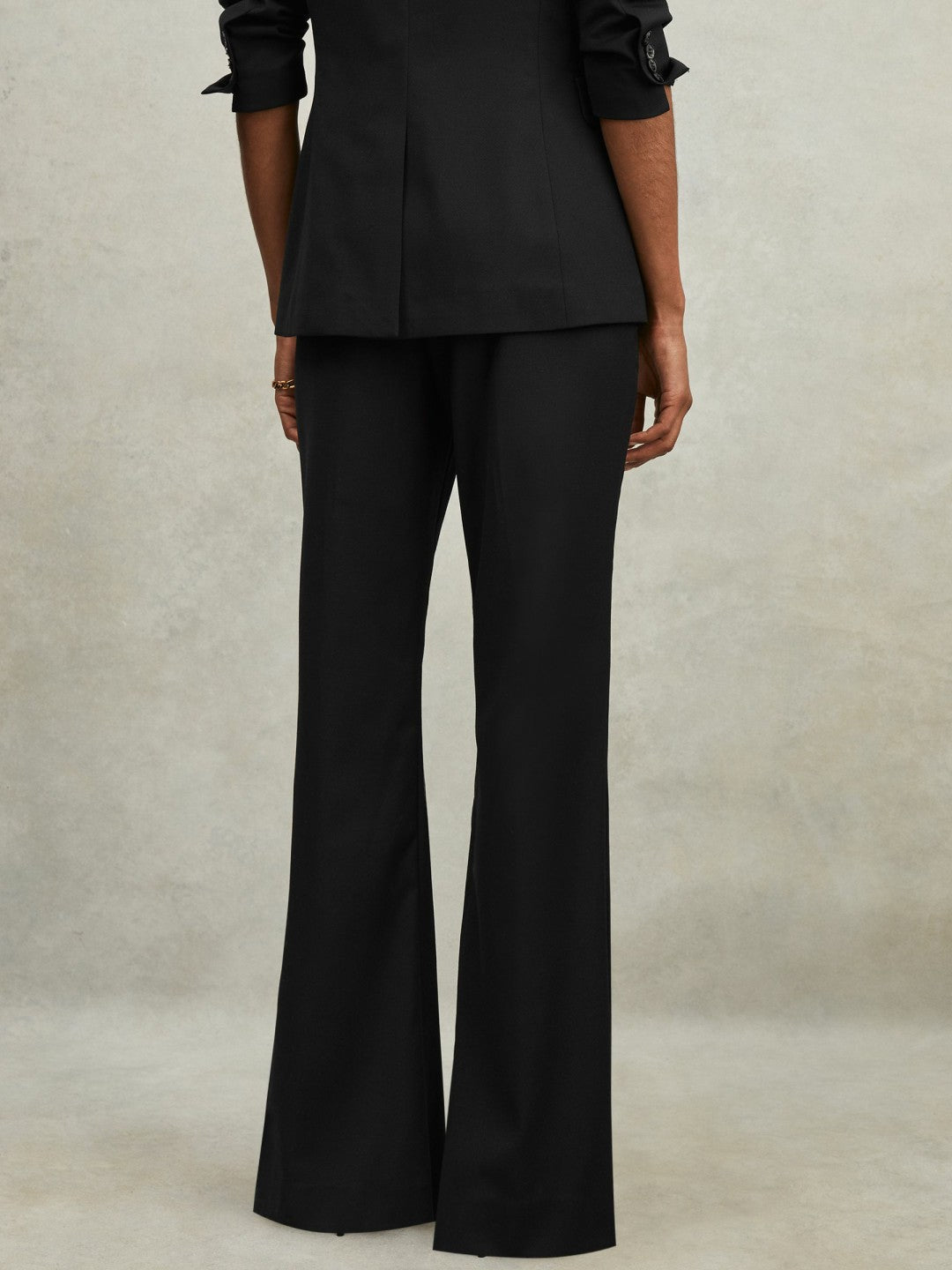 Wool-Blend Tailored Flared Suit Trousers Black | Womens