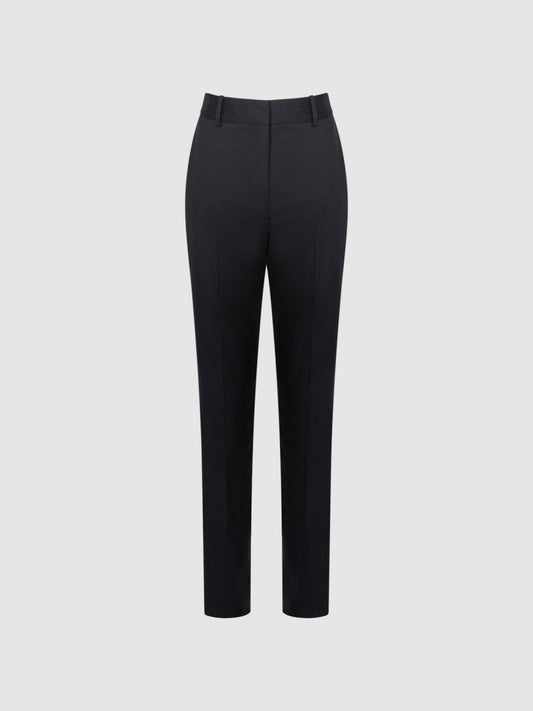 Petite Wool Blend Tapered Suit Trousers Navy | Womens