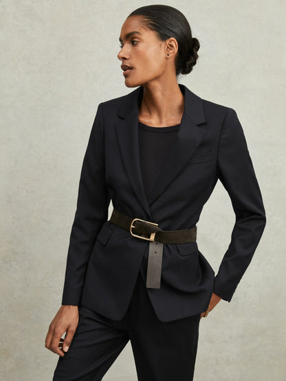 Petite Single Breasted Suit Blazer Navy | Womens