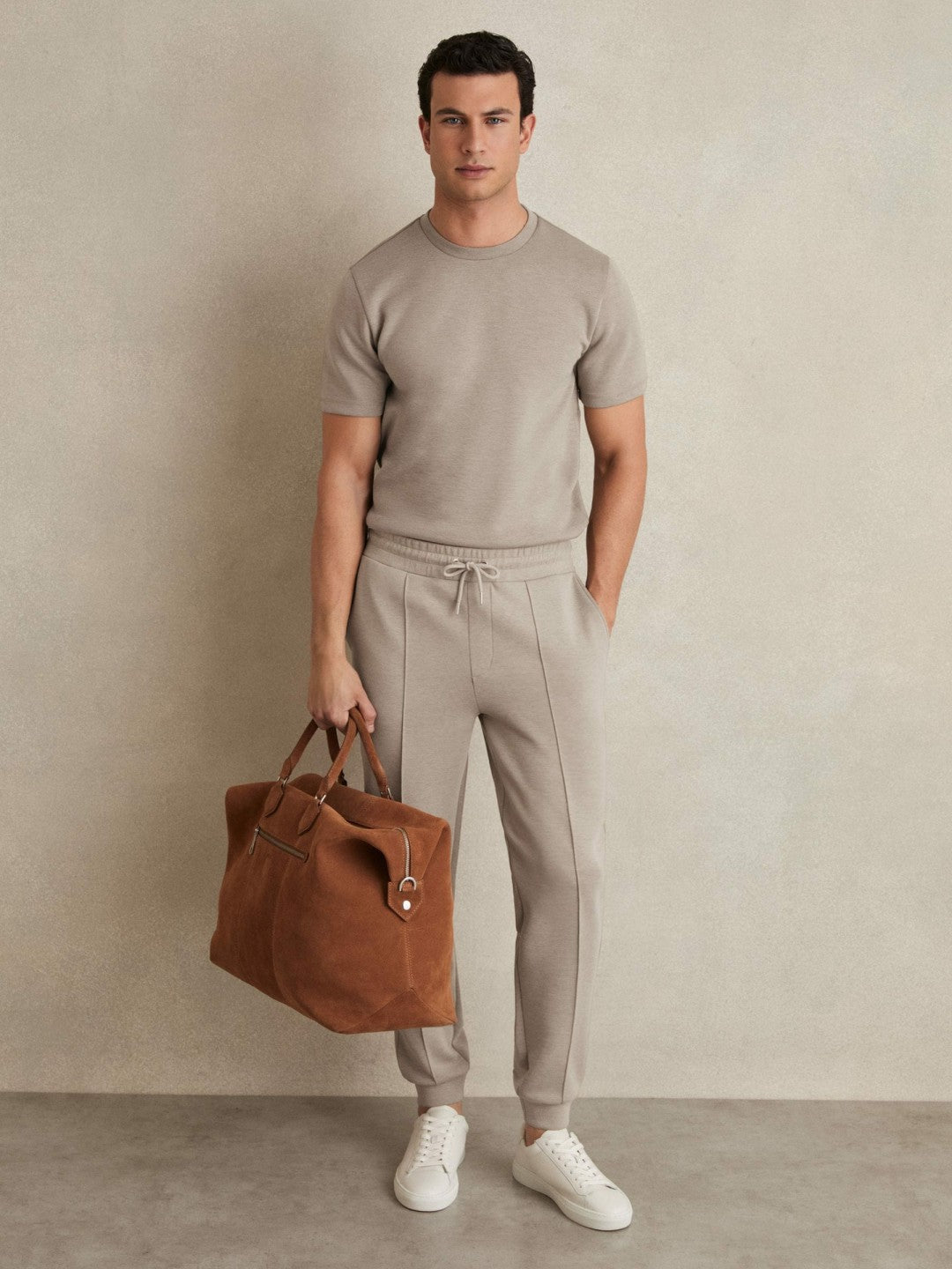 Drawstring Jersey Joggers Taupe | Mens