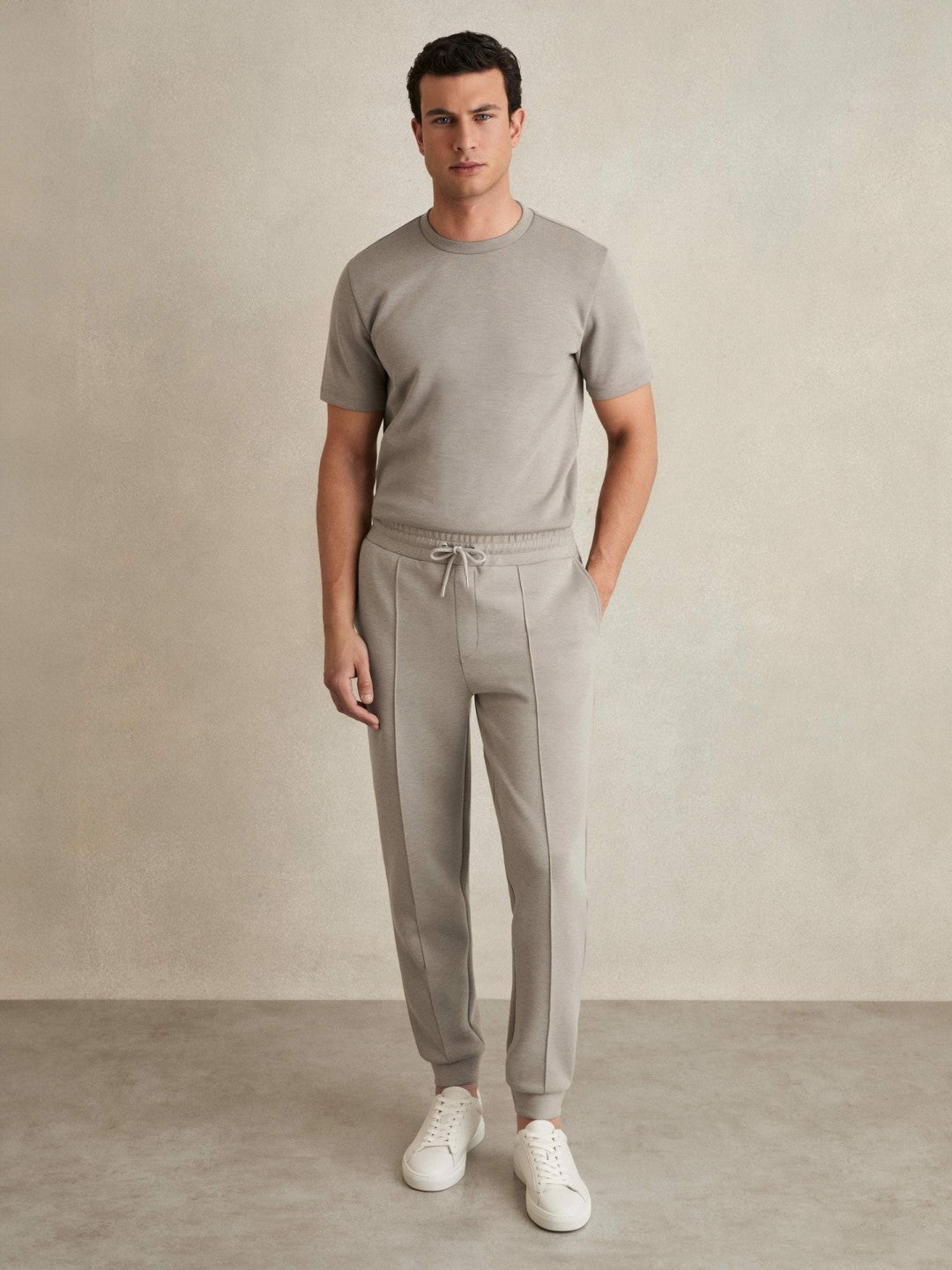 Drawstring Jersey Joggers Taupe | Mens