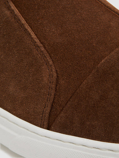 Harrys London Suede Slip On Trainers Dark Bark Brown | Mens