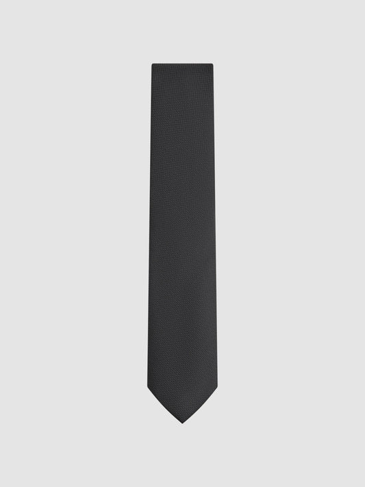 Textured Silk Blend Tie Black | Mens
