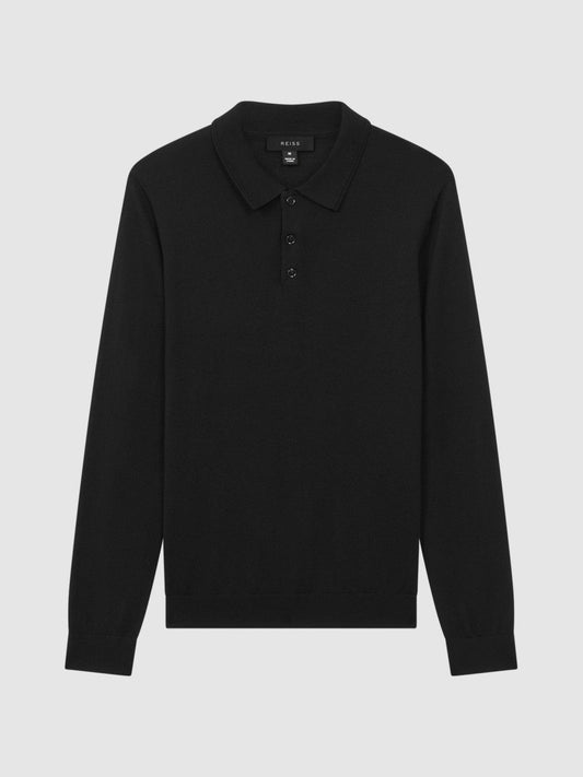 Merino Wool Polo Shirt Black | Mens