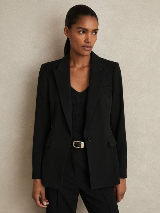 Tailored Single Breasted Suit Blazer Black | Womens