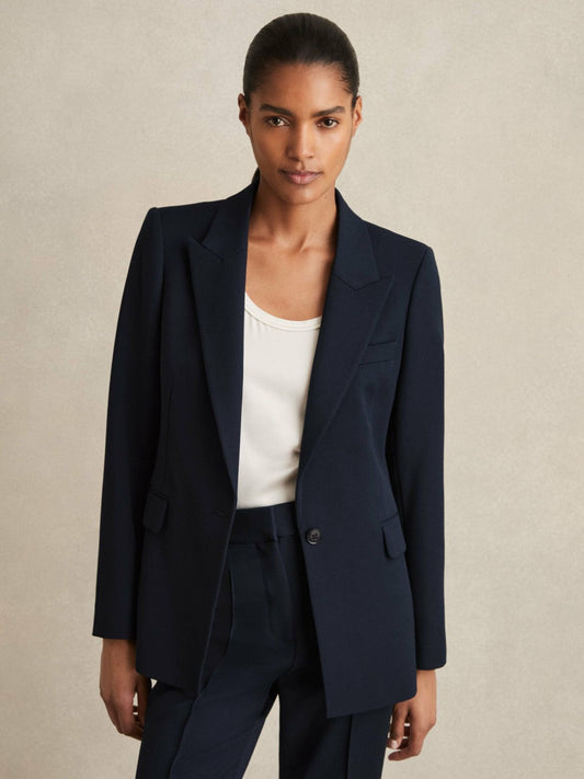 Tailored Single Breasted Suit Blazer Navy | Womens