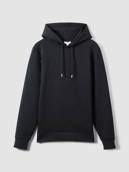 Interlock Jersey Drawstring Hoodie Navy Blue | Mens