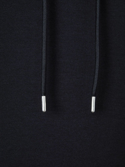 Interlock Jersey Drawstring Hoodie Navy Blue | Mens