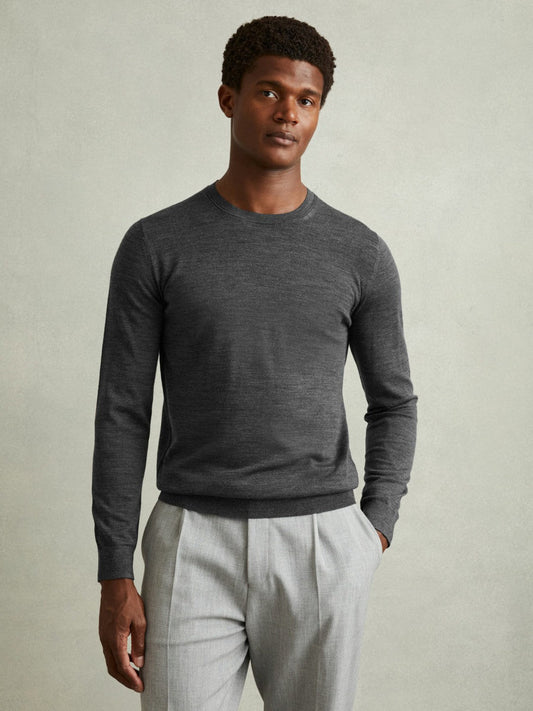 Pack of Two Merino Wool Jumpers Derby Grey Marl | Mens