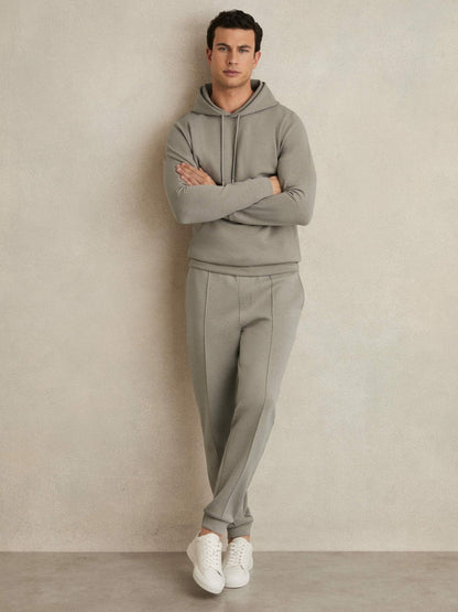 Interlock Jersey Drawstring Hoodie Taupe | Mens