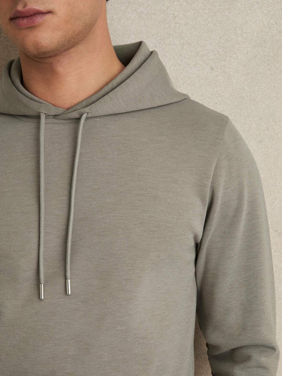 Interlock Jersey Drawstring Hoodie Taupe | Mens