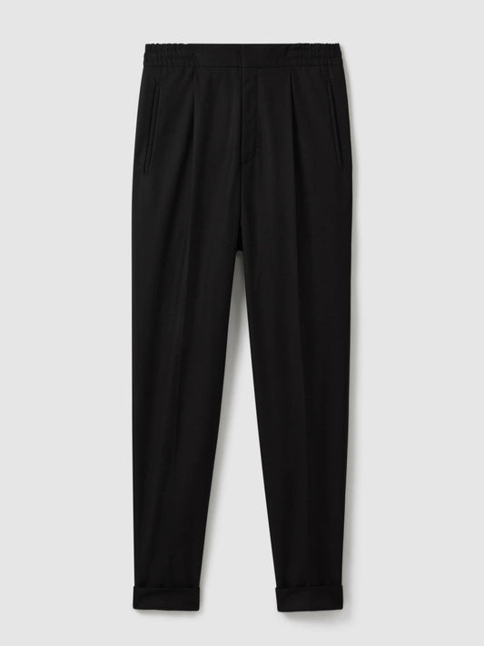 Relaxed-Fit Pleated Tapered Trousers Black | Mens