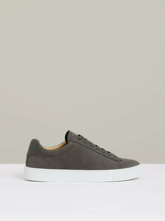 Nubuck Leather Low-Top Trainers Grey | Mens