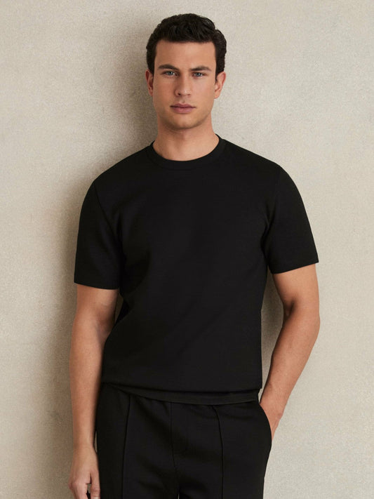 Interlock Jersey Crew Neck T-Shirt Black | Mens