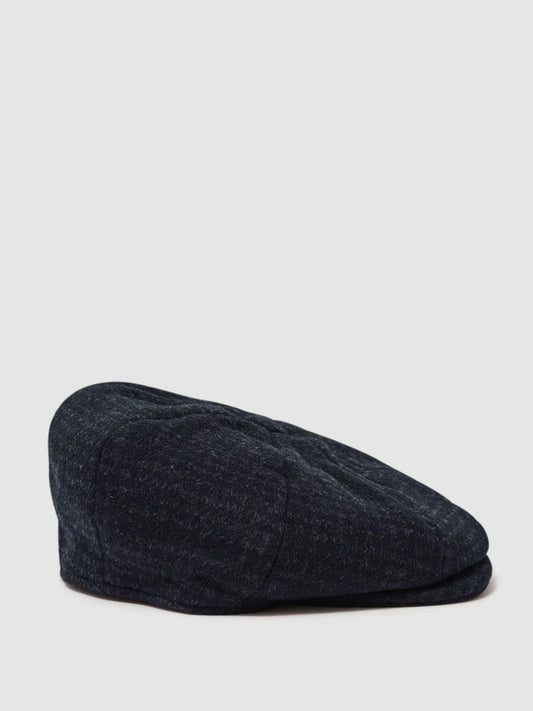 Wool Blend Baker Boy Cap Navy | Mens