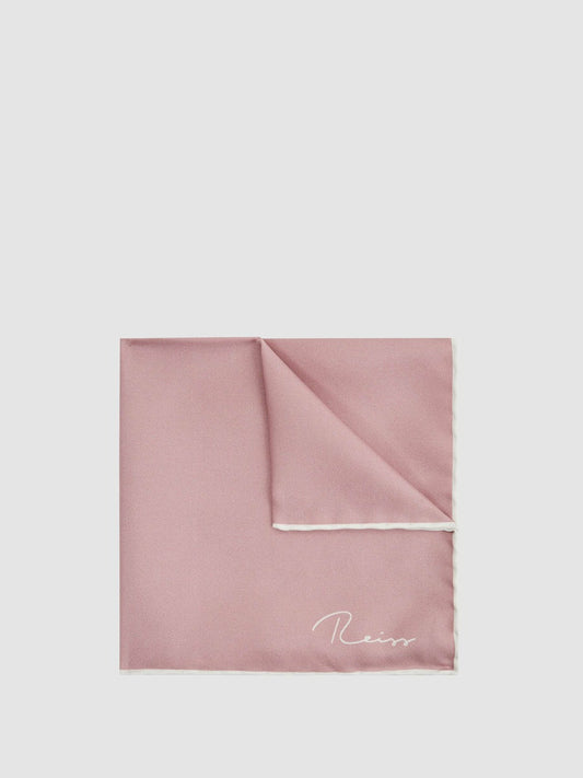 Plain Silk Pocket Square Pink | Mens