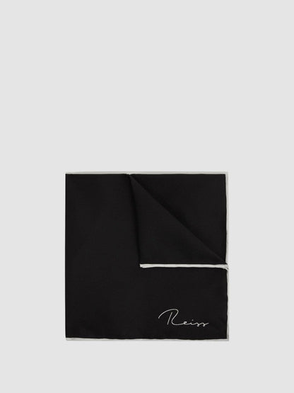 Plain Silk Pocket Square Black | Mens