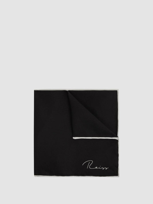 Plain Silk Pocket Square Black | Mens