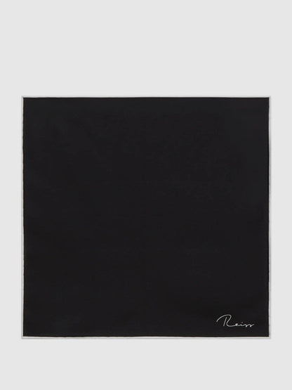 Plain Silk Pocket Square Black | Mens