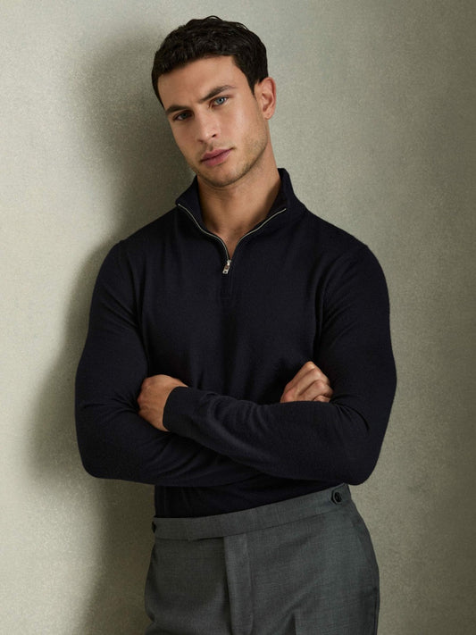 Merino Wool Half-Zip Jumper  | Mens