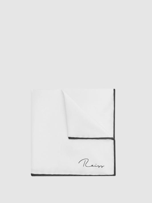 Plain Silk Pocket Square White | Mens