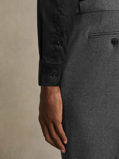 Slim Fit Cotton-Twill Two-Fold Shirt Slim-Fit Black | Mens