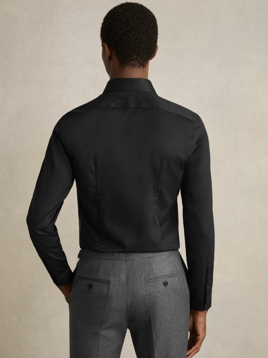 Slim Fit Cotton-Twill Two-Fold Shirt Slim-Fit Black | Mens