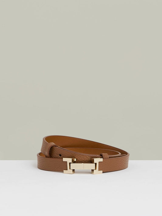 Leather Square Hinge Belt Tan | Womens