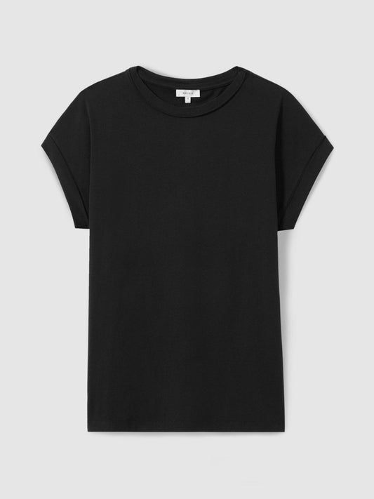Cotton-Jersey Crew Neck T-Shirt Black | Womens