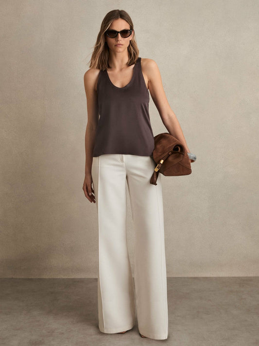 Silk Scoop-Neck Vest Mauve | Womens