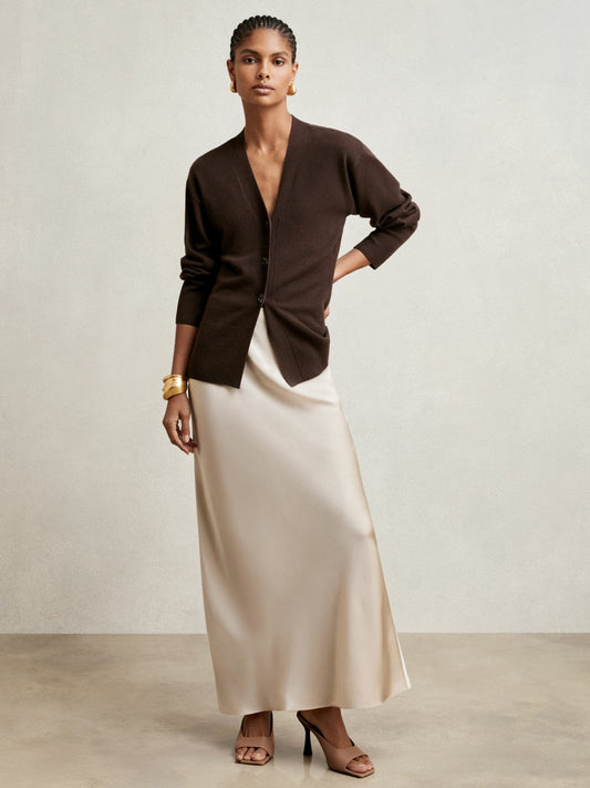 Silk Slip Maxi Skirt Champagne Neutral | Womens