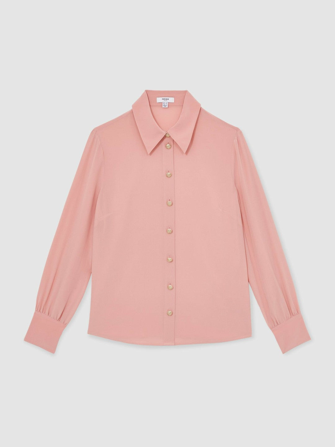 Silk Embossed-Button Shirt Pink | Womens