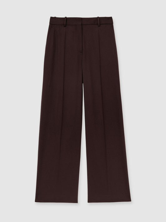 Wool-Blend Wide-Leg Suit Trousers Aubergine | Womens