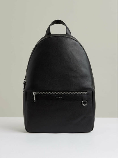 Micro-Grain Leather Backpack Black | Mens