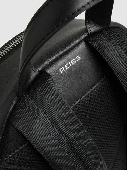 Micro-Grain Leather Backpack Black | Mens