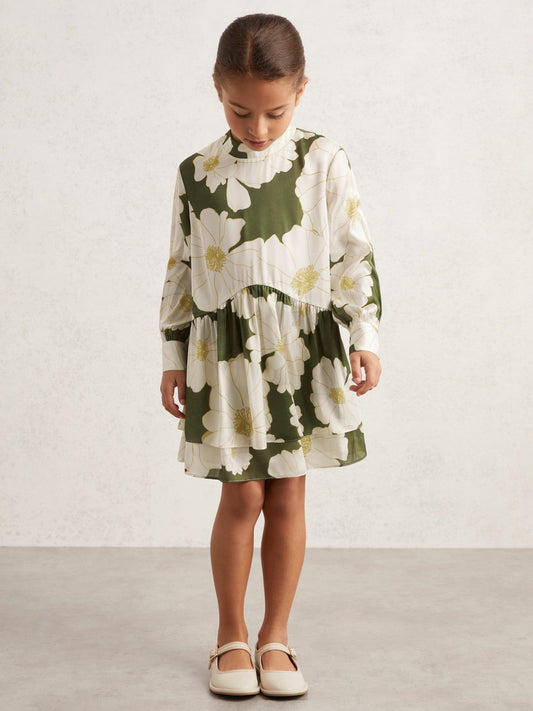13-14 yrs Floral-Print Swing Dress Green | Children