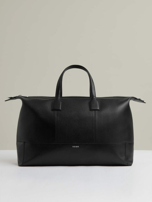 Micro-Grain Leather Holdall Black | Mens