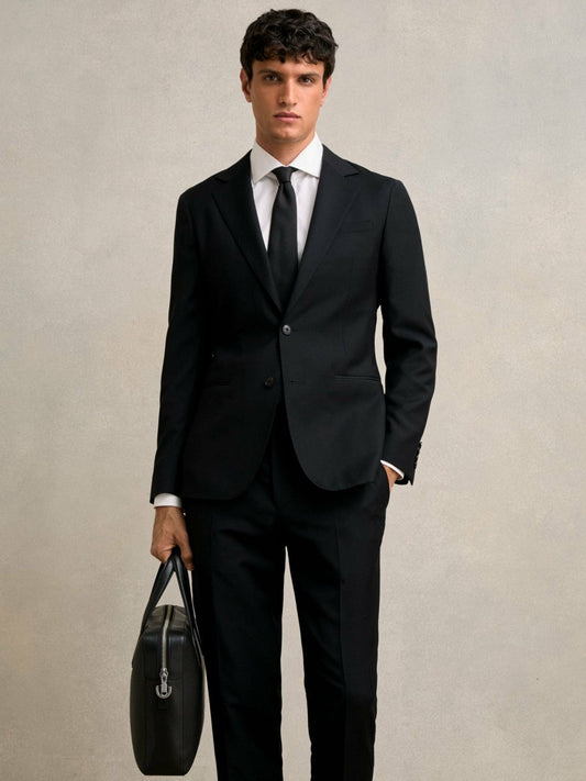 Micro-Grain Leather Briefcase Black | Mens